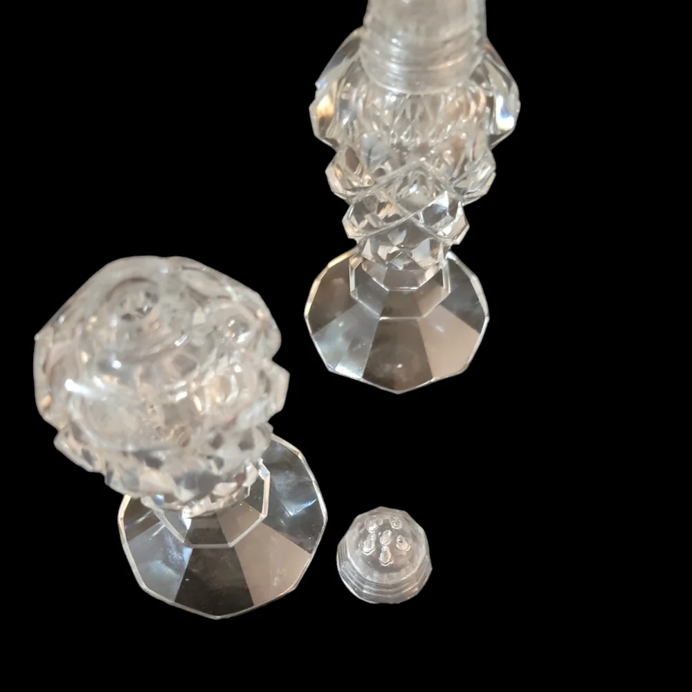 Antique Cut Crystal Salt & Pepper Shakers
